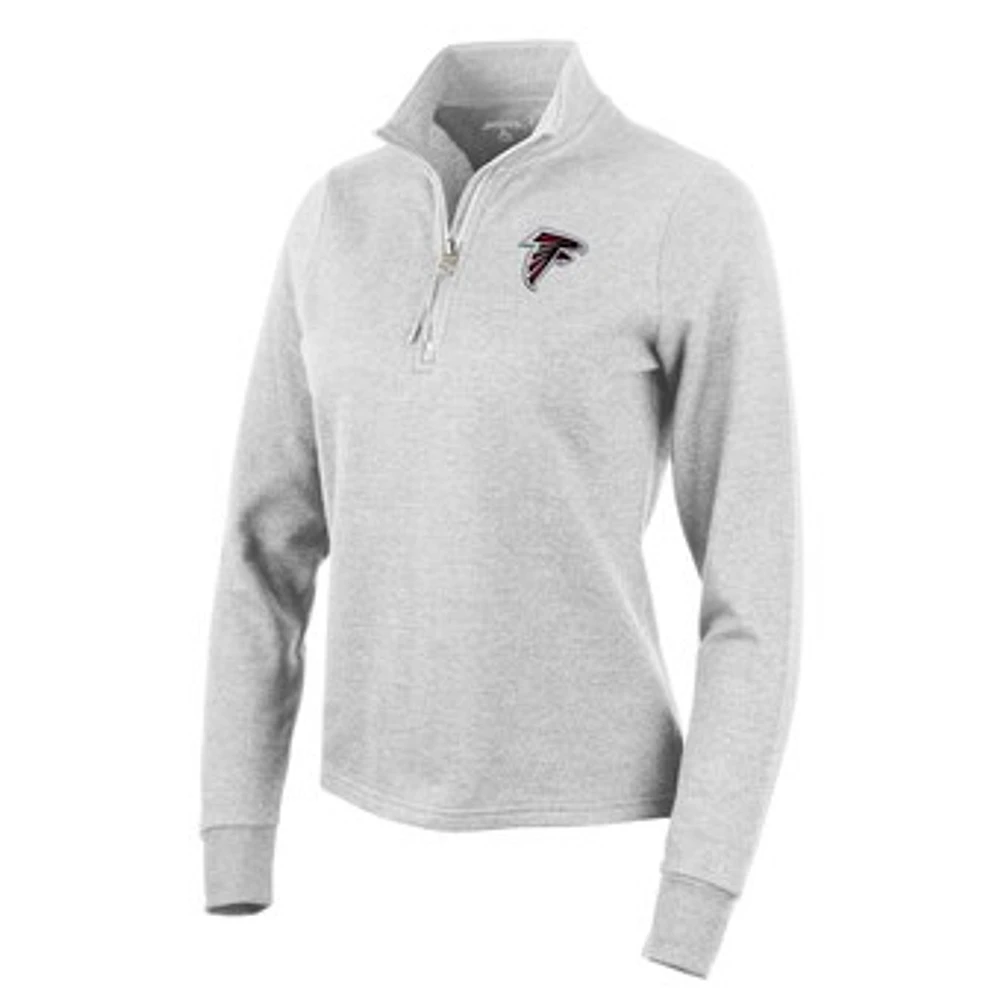 Women's Antigua Heather Gray Atlanta Falcons Action Quarter-Zip Pullover Sweatshirt