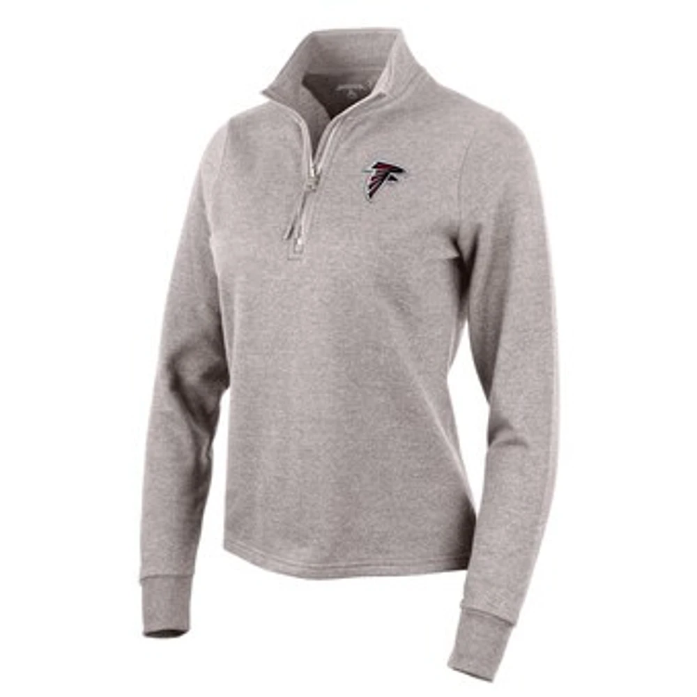 Women's Antigua Oatmeal Atlanta Falcons Action Quarter-Zip Pullover Sweatshirt