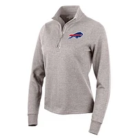 Women's Antigua Oatmeal Buffalo Bills Action Quarter-Zip Pullover Sweatshirt