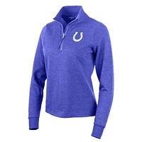 Women's Antigua Heather Royal Indianapolis Colts Action Quarter-Zip Pullover Sweatshirt