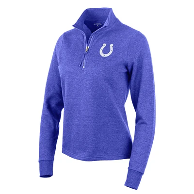 Women's Antigua Heather Royal Indianapolis Colts Action Quarter-Zip Pullover Sweatshirt