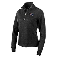 Women's Antigua Heather New England Patriots Action Quarter-Zip Pullover Sweatshirt