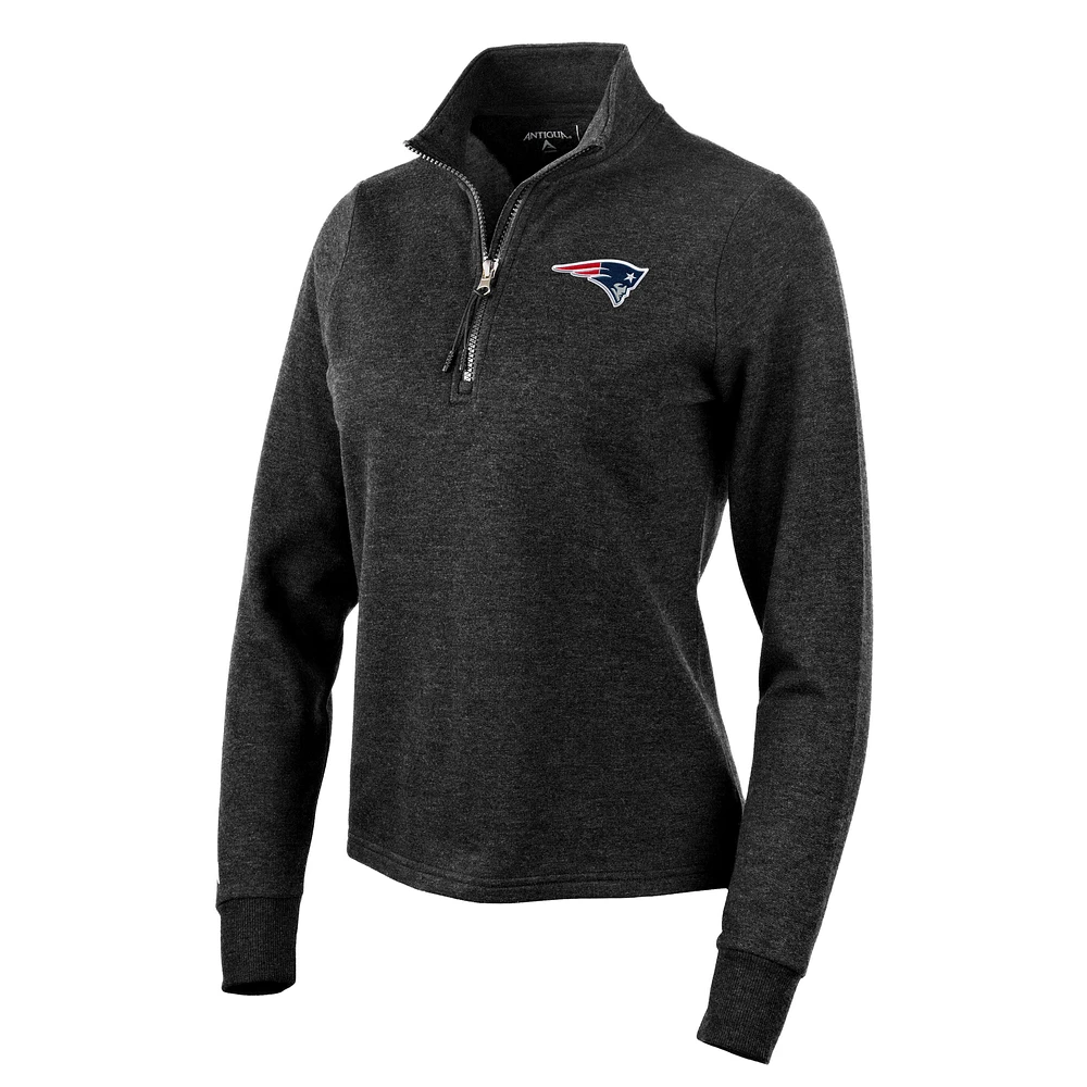 Women's Antigua Heather New England Patriots Action Quarter-Zip Pullover Sweatshirt