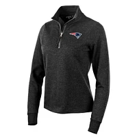 Women's Antigua Heather New England Patriots Action Quarter-Zip Pullover Sweatshirt