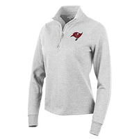 Women's Antigua Heather Gray Tampa Bay Buccaneers Action Quarter-Zip Pullover Sweatshirt