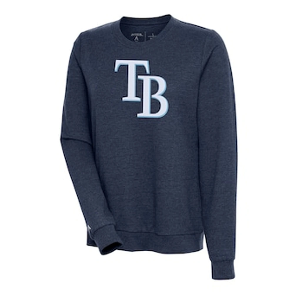 Women's Antigua Heather Navy Tampa Bay Rays Action Crewneck Pullover Sweatshirt