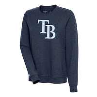 Women's Antigua Heather Navy Tampa Bay Rays Action Crewneck Pullover Sweatshirt