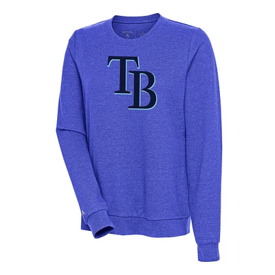 Women's Antigua Heather Royal Tampa Bay Rays Action Crewneck Pullover Sweatshirt