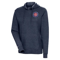 Women's Antigua Heather Navy Chicago Cubs Action Pullover Hoodie