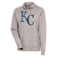 Women's Antigua Oatmeal Kansas City Royals Action Pullover Hoodie