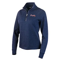 Women's Antigua Heather Navy Atlanta Braves Action Quarter-Zip Pullover Sweatshirt