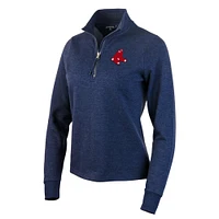 Women's Antigua Heather Navy Boston Red Sox Action Quarter-Zip Pullover Sweatshirt