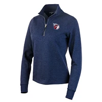 Women's Antigua Heather Navy Cleveland Guardians Action Quarter-Zip Pullover Sweatshirt