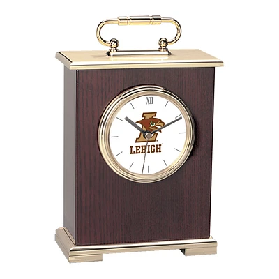 Lehigh Mountain Hawks Gold Logo Carriage Clock