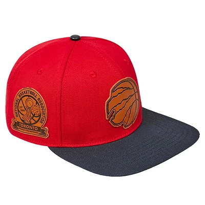 Men's Pro Standard  Red Toronto Raptors Heritage Leather Patch Snapback Hat