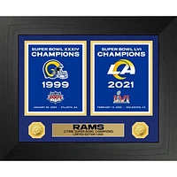 Highland Mint Los Angeles Rams Two-Time Super Bowl Champions Deluxe Banner Collection 18'' x 22'' Gold Coin Photo Mint