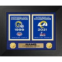 Highland Mint Los Angeles Rams Two-Time Super Bowl Champions Deluxe Banner Collection 18'' x 22'' Gold Coin Photo Mint