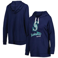 Women's Touch Navy Seattle Mariners Pre-Game Raglan Pullover Hoodie