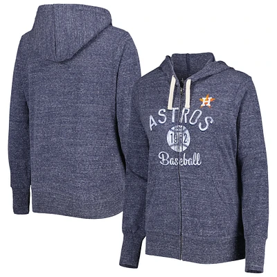 Women's Touch Heather Navy Houston Astros Training Camp Tri-Blend Lightweight Full-Zip Hoodie