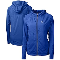 Women's Cutter & Buck Royal Los Angeles Rams Throwback Logo Adapt Eco Knit Hybrid Recycled Full-Zip Hoodie