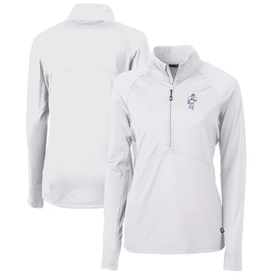 Women's Cutter & Buck White Houston Oilers Throwback Logo Adapt Eco Knit Stretch Recycled Half-Zip Pullover Top