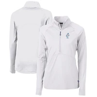 Women's Cutter & Buck White Houston Oilers Throwback Logo Adapt Eco Knit Stretch Recycled Half-Zip Pullover Top