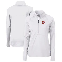 Women's Cutter & Buck White Denver Broncos Throwback Logo Adapt Eco Knit Stretch Recycled Half-Zip Pullover Top