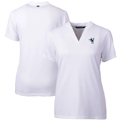 Women's Cutter & Buck White Indianapolis Colts Throwback Logo Forge Blade V-Neck Polo