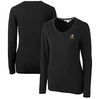 Women's Cutter & Buck Black Cleveland Browns Throwback Logo Lakemont Tri-Blend V-Neck Sweater