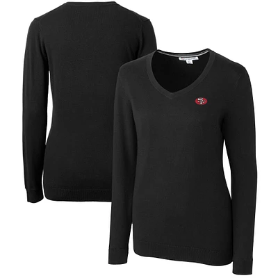 Women's Cutter & Buck Black San Francisco 49ers Throwback Logo Lakemont Tri-Blend V-Neck Sweater