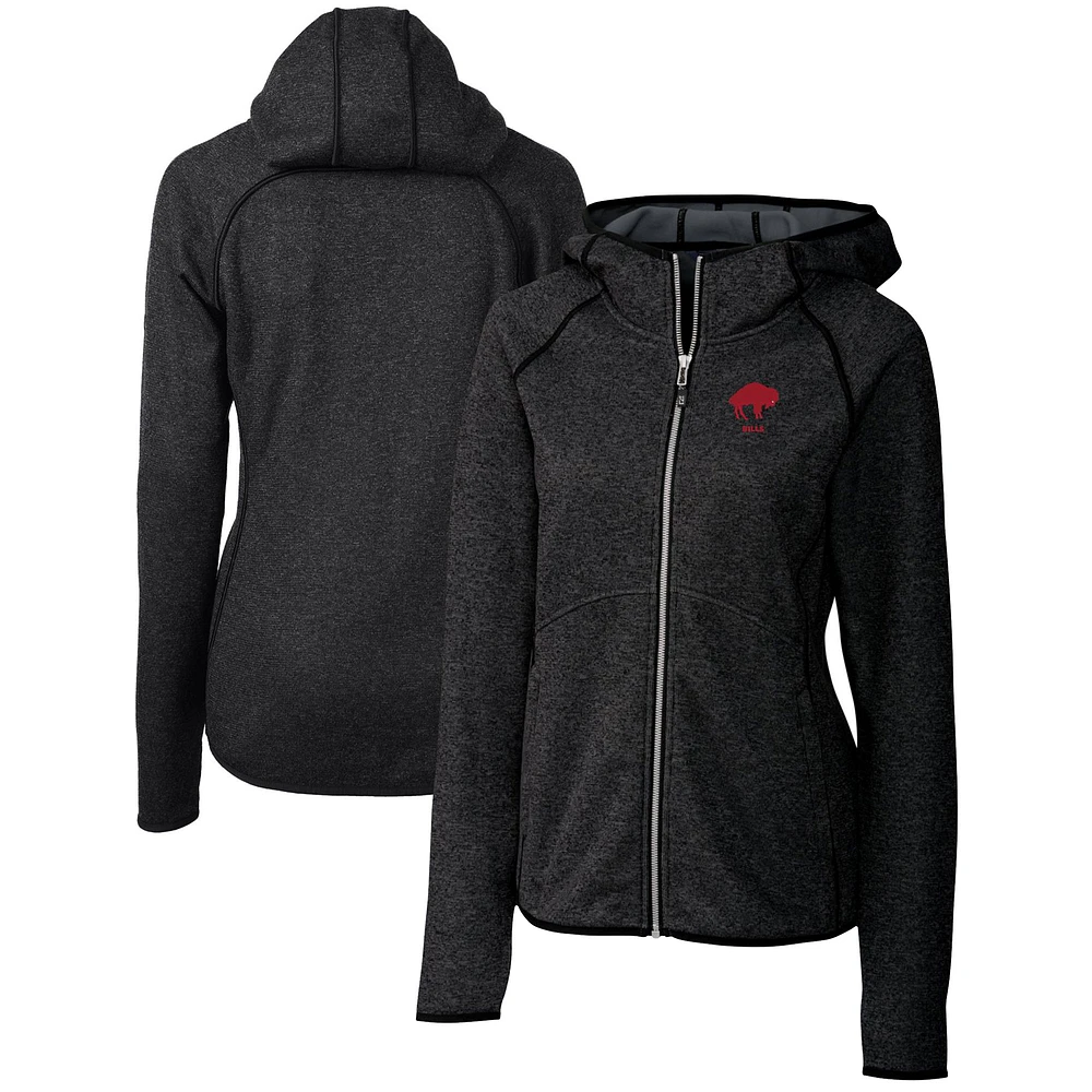 Women's Cutter & Buck Heather Charcoal Buffalo Bills Throwback Logo Mainsail Full-Zip Jacket