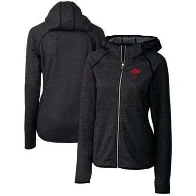 Women's Cutter & Buck Heather Charcoal Buffalo Bills Throwback Logo Mainsail Full-Zip Jacket