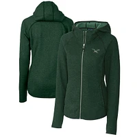 Women's Cutter & Buck Heather Green Philadelphia Eagles Throwback Logo Mainsail Full-Zip Jacket