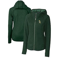 Women's Cutter & Buck Heather Green Green Bay Packers Throwback Logo Mainsail Full-Zip Jacket