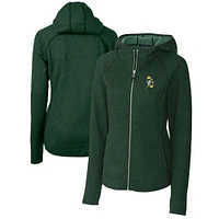 Women's Cutter & Buck Heather Green Green Bay Packers Throwback Logo Mainsail Full-Zip Jacket