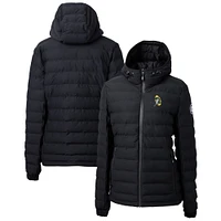 Women's Cutter & Buck Black Green Bay Packers Throwback Logo Mission Ridge Repreve Puffer Full-Zip Jacket