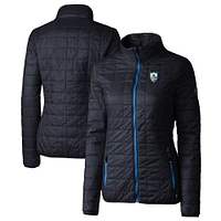 Women's Cutter & Buck Navy Los Angeles Chargers Throwback Logo Rainier PrimaLoft Eco Full-Zip Puffer Jacket