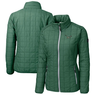 Women's Cutter & Buck Forest Green Philadelphia Eagles Throwback Logo Rainier PrimaLoft Eco Full-Zip Puffer Jacket