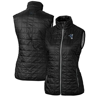 Women's Cutter & Buck Black Indianapolis Colts Throwback Logo Rainier PrimaLoft Eco Full-Zip Puffer Vest