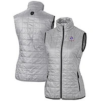 Women's Cutter & Buck Gray New England Patriots Throwback Logo Rainier PrimaLoft Eco Full-Zip Puffer Vest