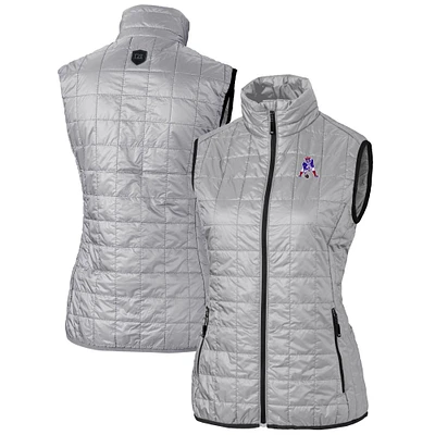 Women's Cutter & Buck Gray New England Patriots Throwback Logo Rainier PrimaLoft Eco Full-Zip Puffer Vest