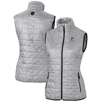 Women's Cutter & Buck Gray New England Patriots Throwback Logo Rainier PrimaLoft Eco Full-Zip Puffer Vest