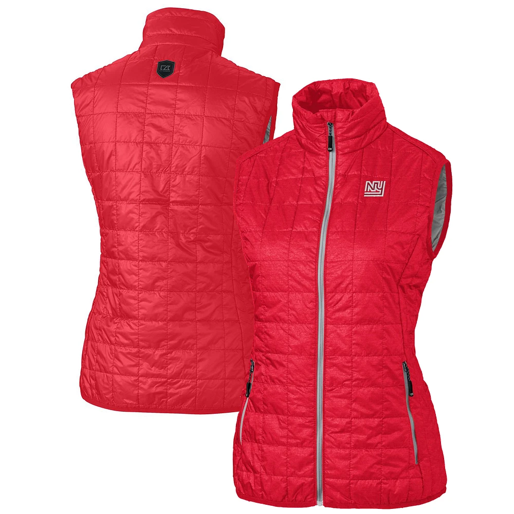 Women's Cutter & Buck Red New York Giants Throwback Logo Rainier PrimaLoft Eco Full-Zip Puffer Vest