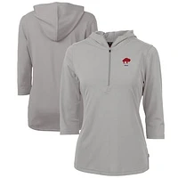 Women's Cutter & Buck Buffalo Bills Throwback Logo Virtue Eco Pique 3/4 Sleeve Half-Zip Pullover Hoodie