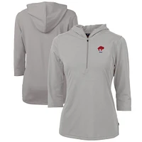 Women's Cutter & Buck Buffalo Bills Throwback Logo Virtue Eco Pique 3/4 Sleeve Half-Zip Pullover Hoodie