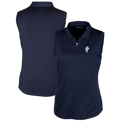 Women's Cutter & Buck Navy Houston Oilers Throwback Logo Forge Stretch Sleeveless Polo
