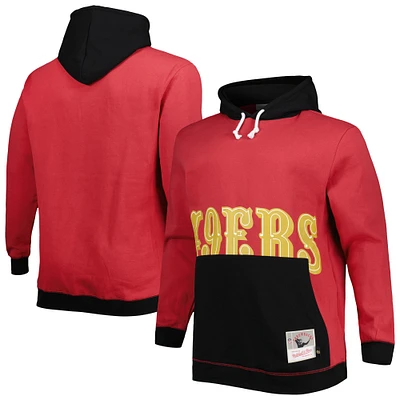 Men's Mitchell & Ness Scarlet/Black San Francisco 49ers Big Tall Face Pullover Hoodie