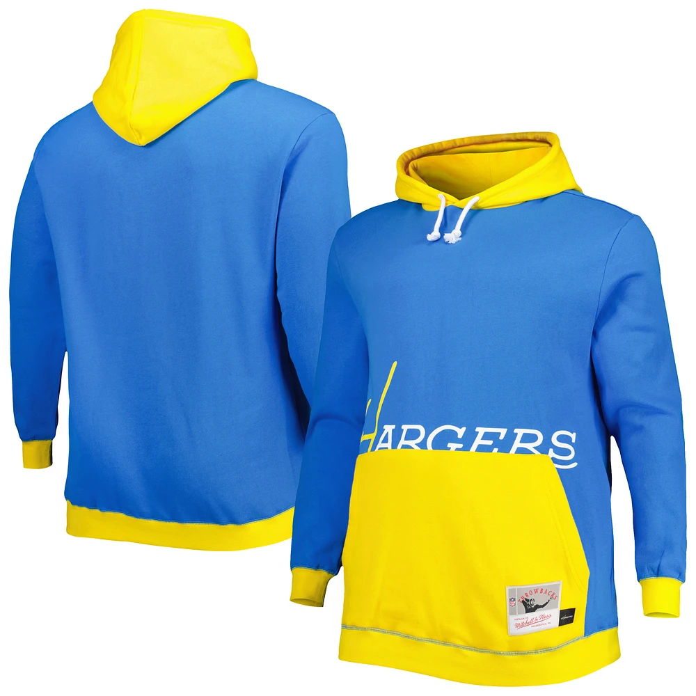 Men's Mitchell & Ness Powder Blue/Gold Los Angeles Chargers Big Tall Face Pullover Hoodie