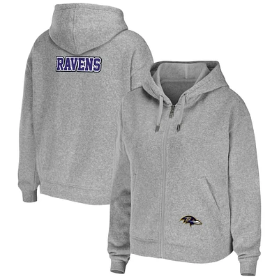 Women's WEAR by Erin Andrews Heathered Gray Baltimore Ravens Team Full-Zip Hoodie