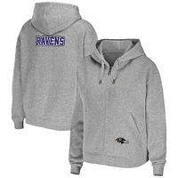 Women's WEAR by Erin Andrews Heathered Gray Baltimore Ravens Team Full-Zip Hoodie